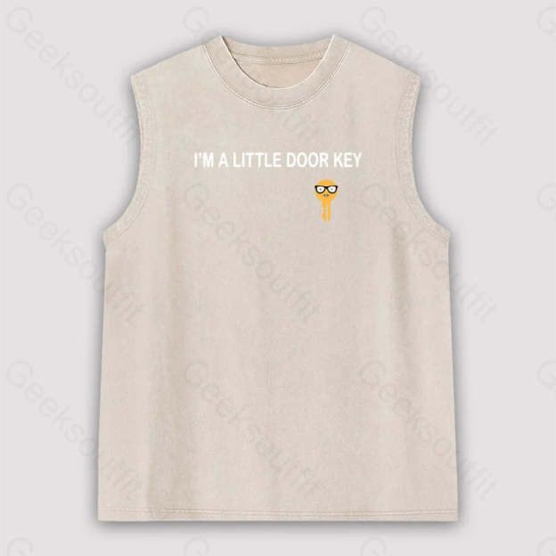 I’m A Little Door Key Unisex Washed Tank Apricot / S