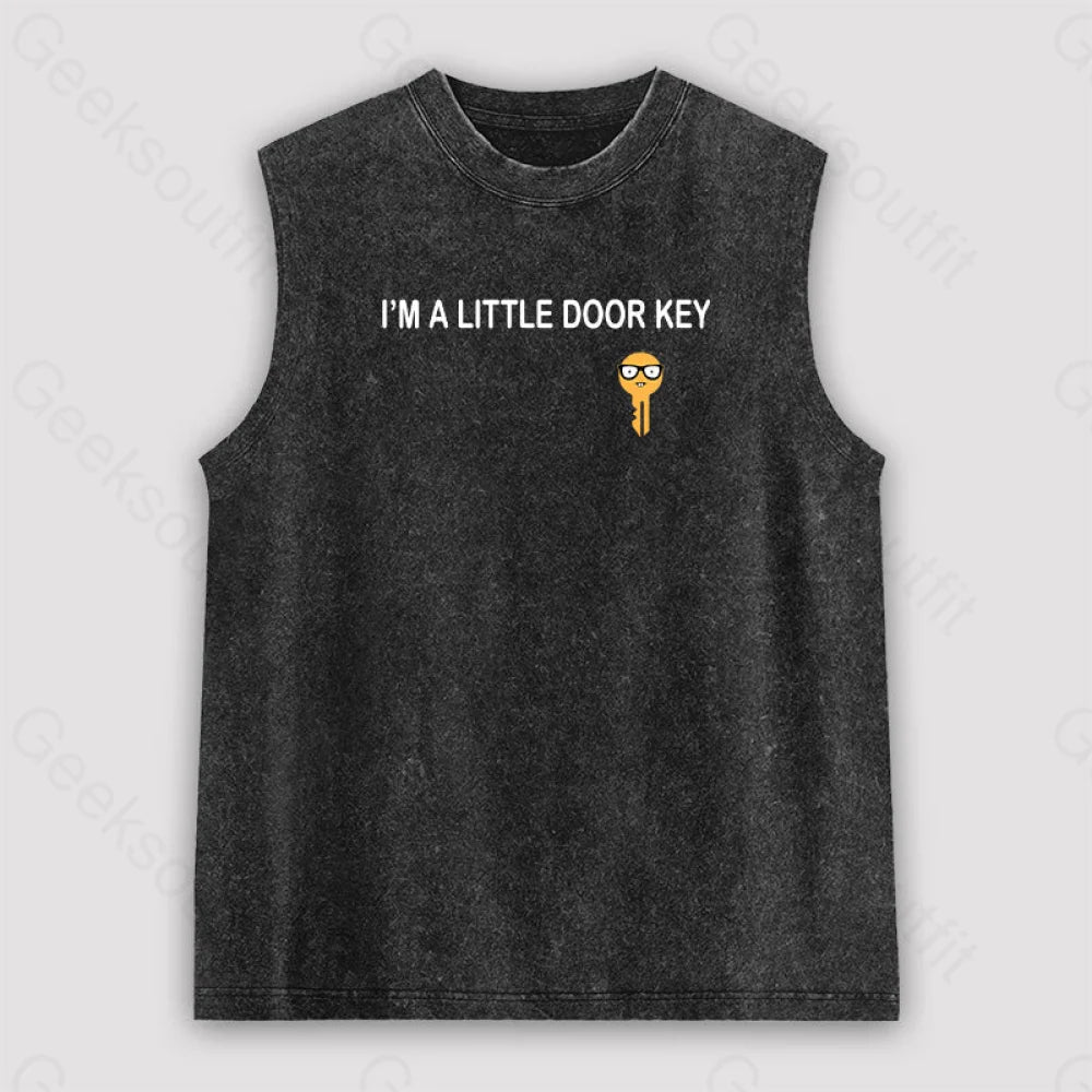 I’m A Little Door Key Unisex Washed Tank Black / S