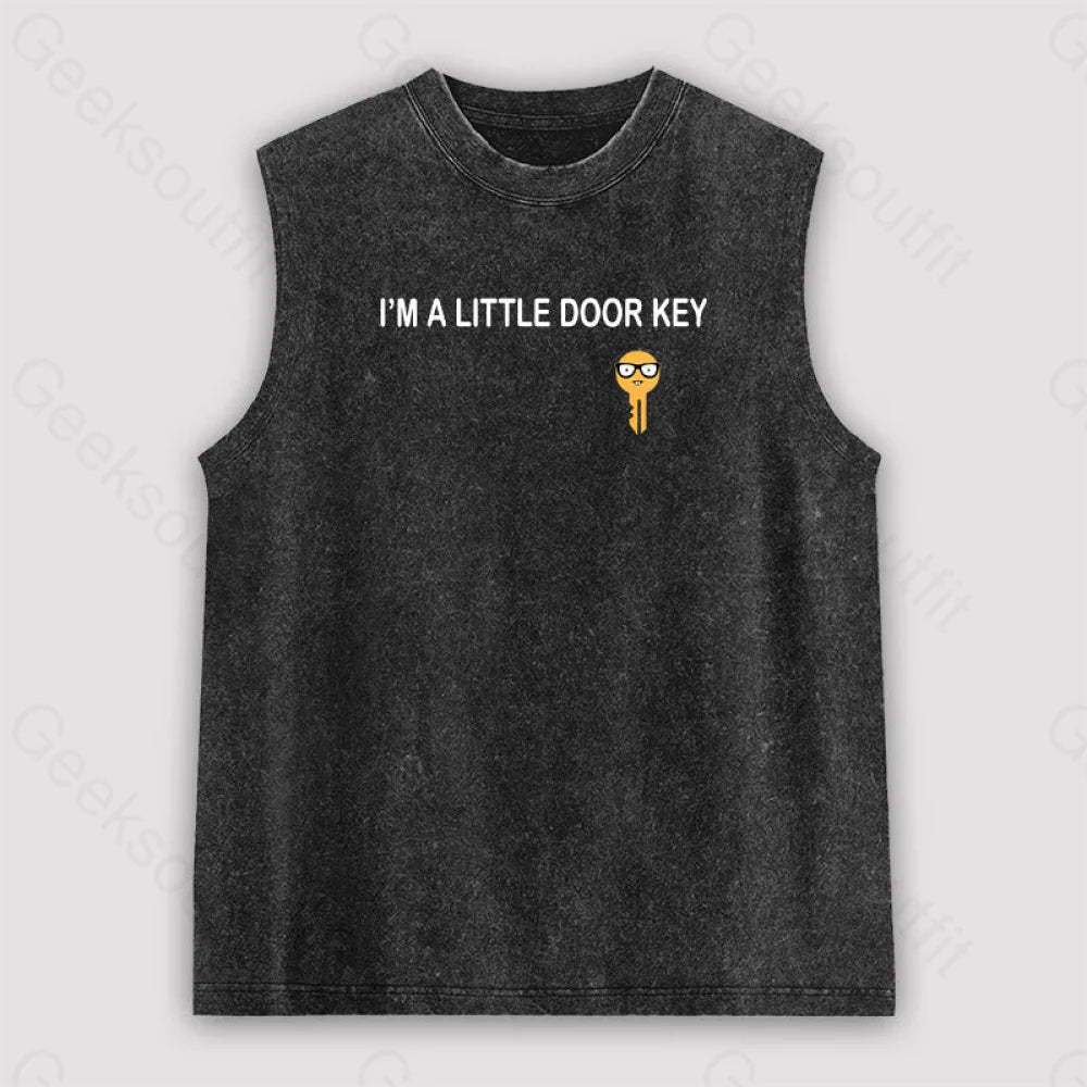 I’m A Little Door Key Unisex Washed Tank Black / S