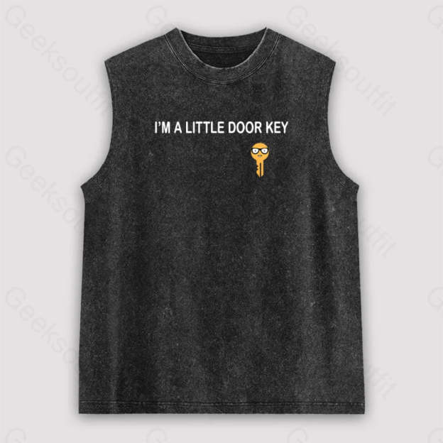 I’m A Little Door Key Unisex Washed Tank Black / S