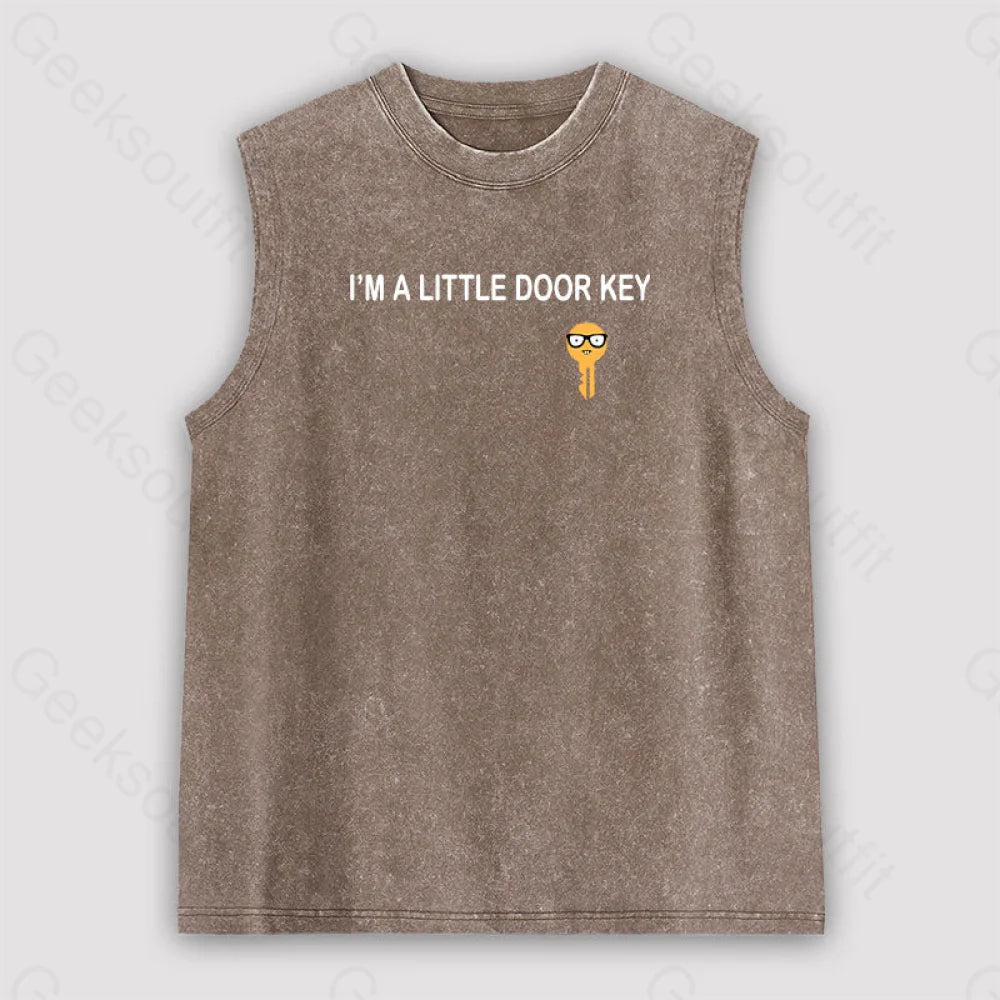I’m A Little Door Key Unisex Washed Tank Brown / S