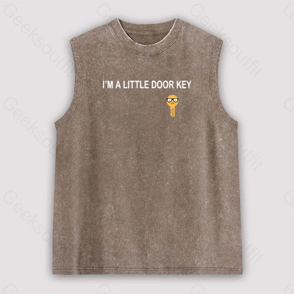 I’m A Little Door Key Unisex Washed Tank Brown / S