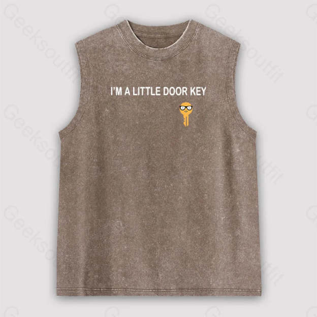 I’m A Little Door Key Unisex Washed Tank Brown / S