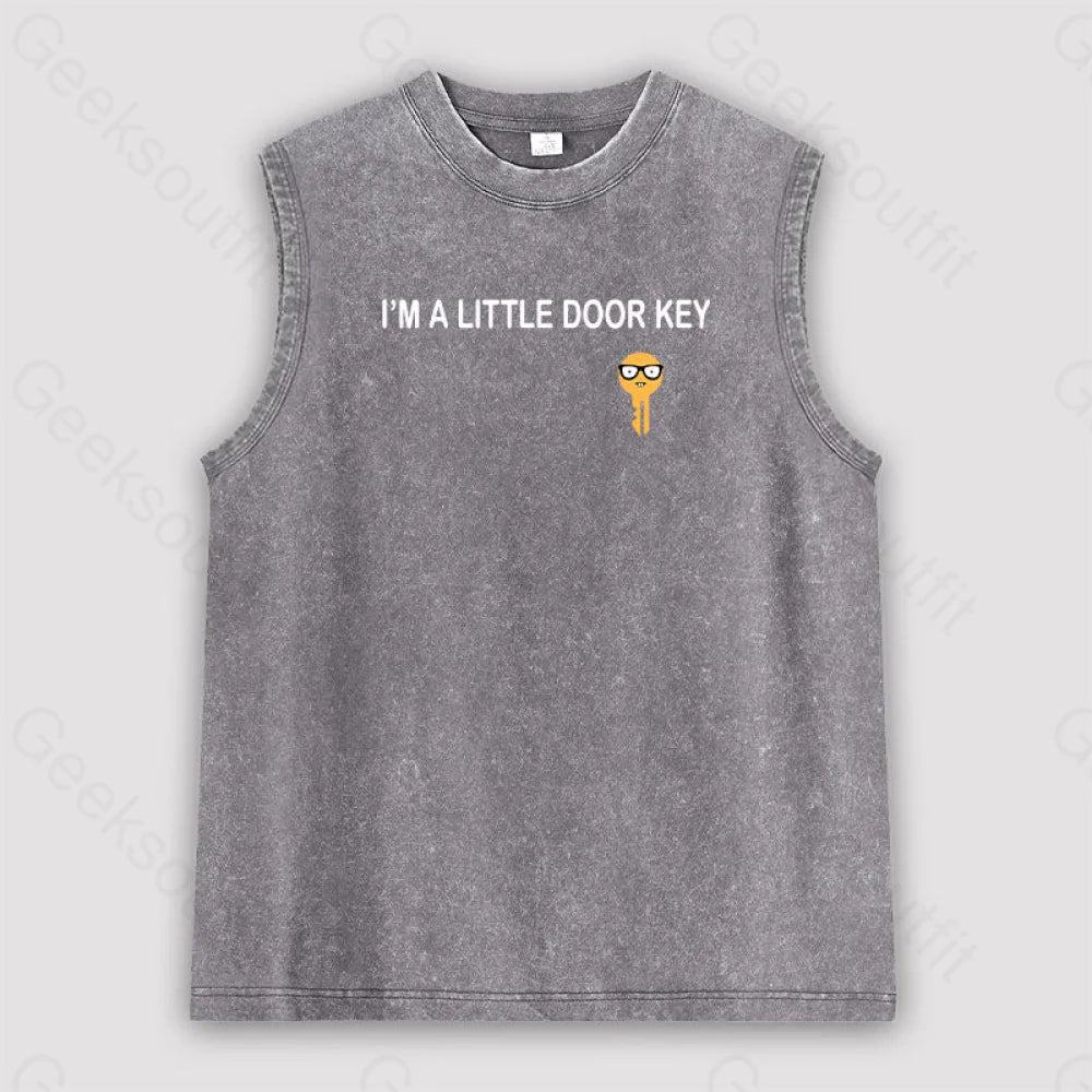 I’m A Little Door Key Unisex Washed Tank Grey / S