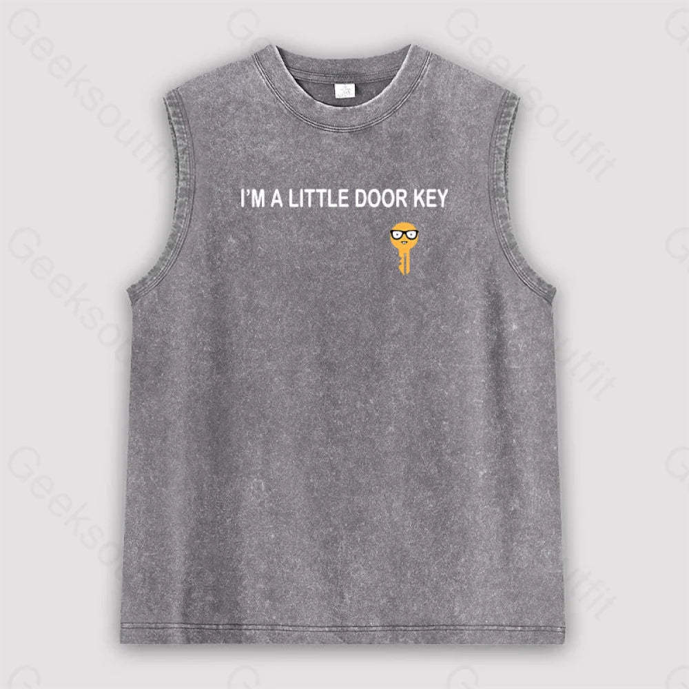 I’m A Little Door Key Unisex Washed Tank Grey / S