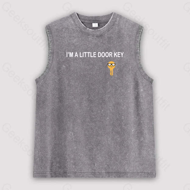 I’m A Little Door Key Unisex Washed Tank Grey / S