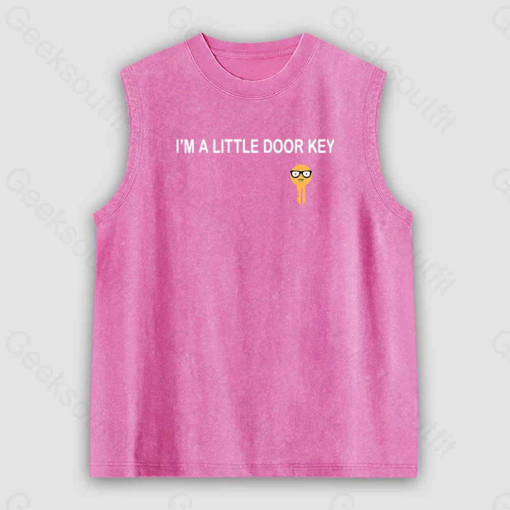 I’m A Little Door Key Unisex Washed Tank Pink / S