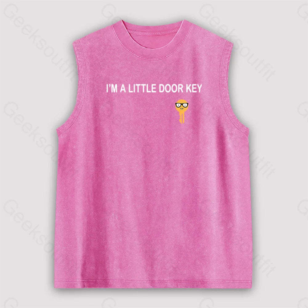 I’m A Little Door Key Unisex Washed Tank Pink / S