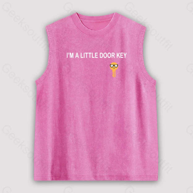 I’m A Little Door Key Unisex Washed Tank Pink / S
