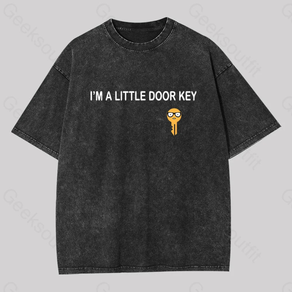 I?��m A Little Door Key Washed T-Shirt Black / S