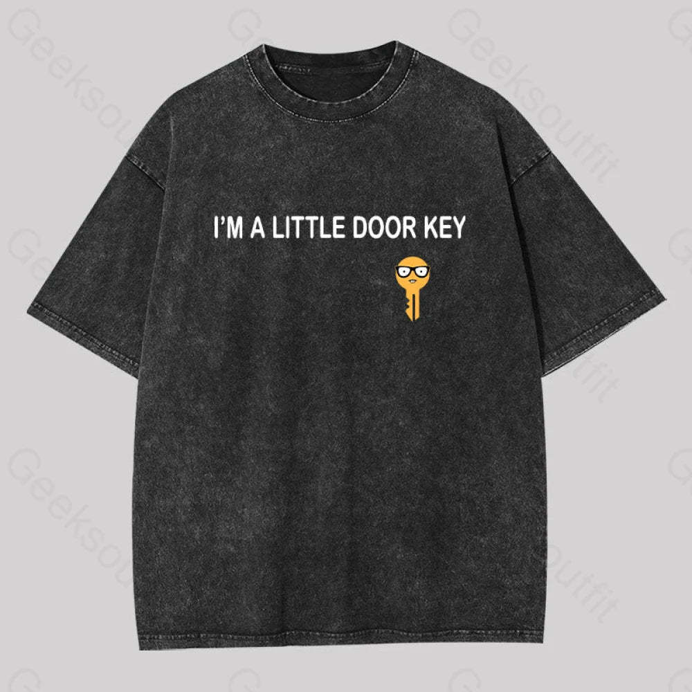 I?��m A Little Door Key Washed T-Shirt Black / S