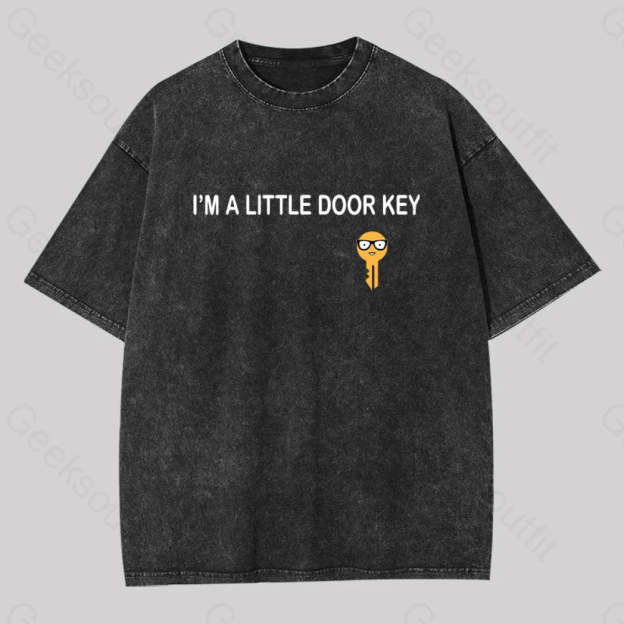 I?��m A Little Door Key Washed T-Shirt Black / S