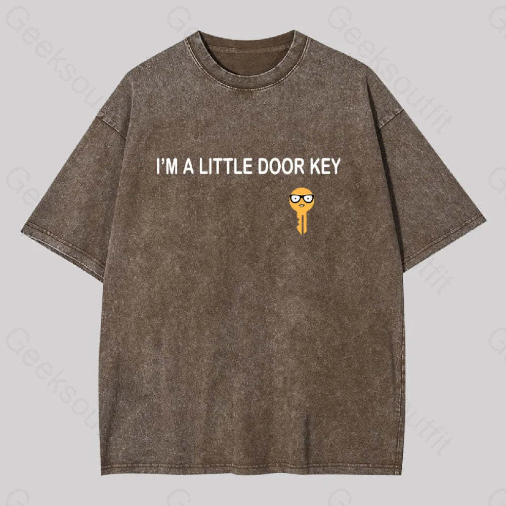 I?��m A Little Door Key Washed T-Shirt Coffee / S