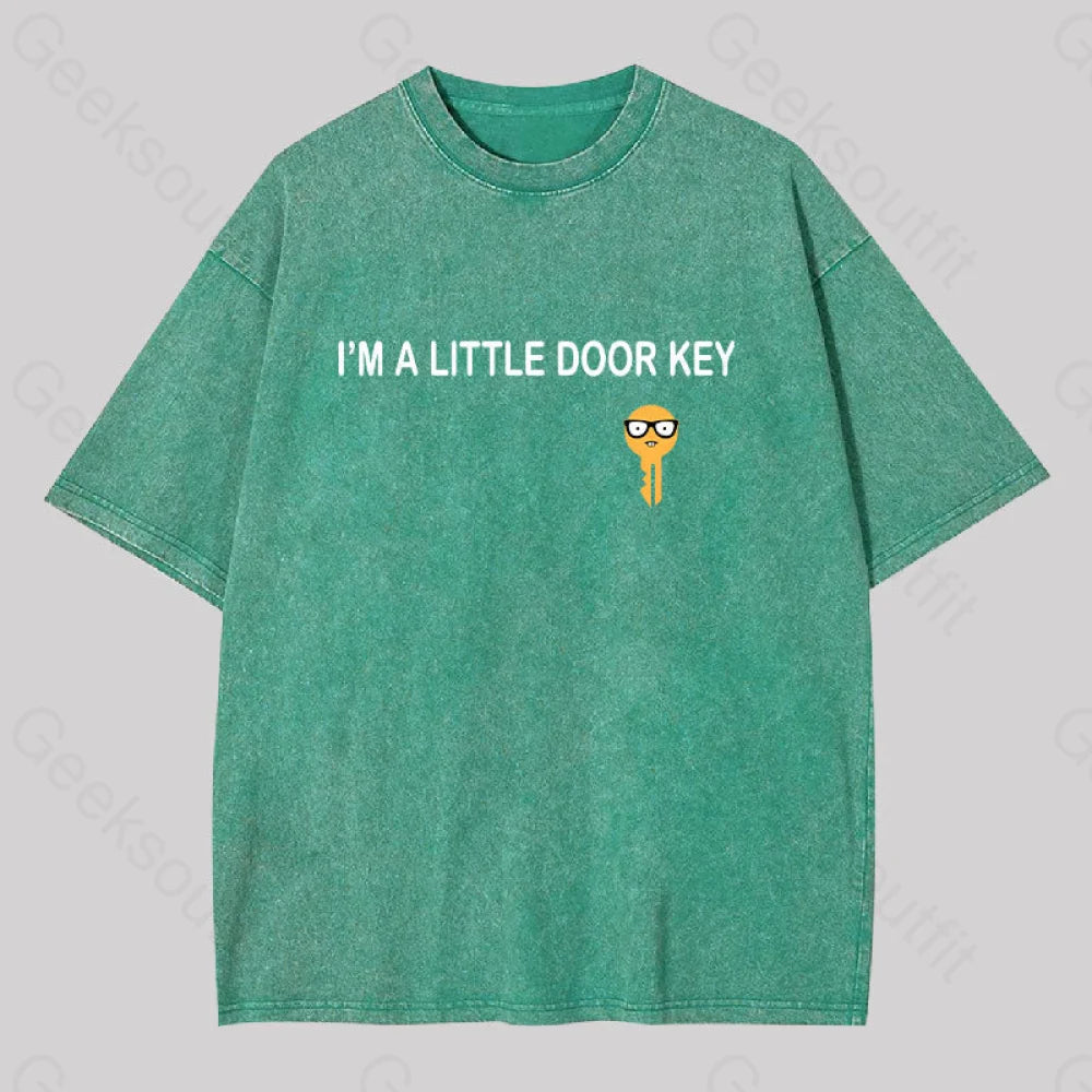 I?��m A Little Door Key Washed T-Shirt Grass Green / S