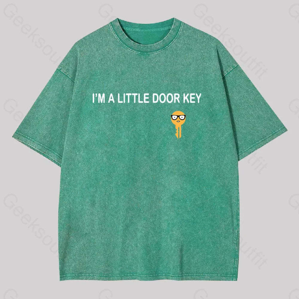 I?��m A Little Door Key Washed T-Shirt Grass Green / S