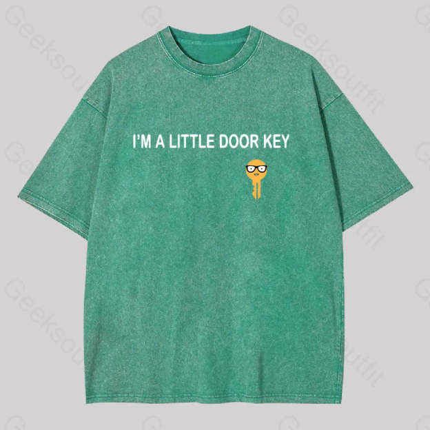 I?��m A Little Door Key Washed T-Shirt Grass Green / S