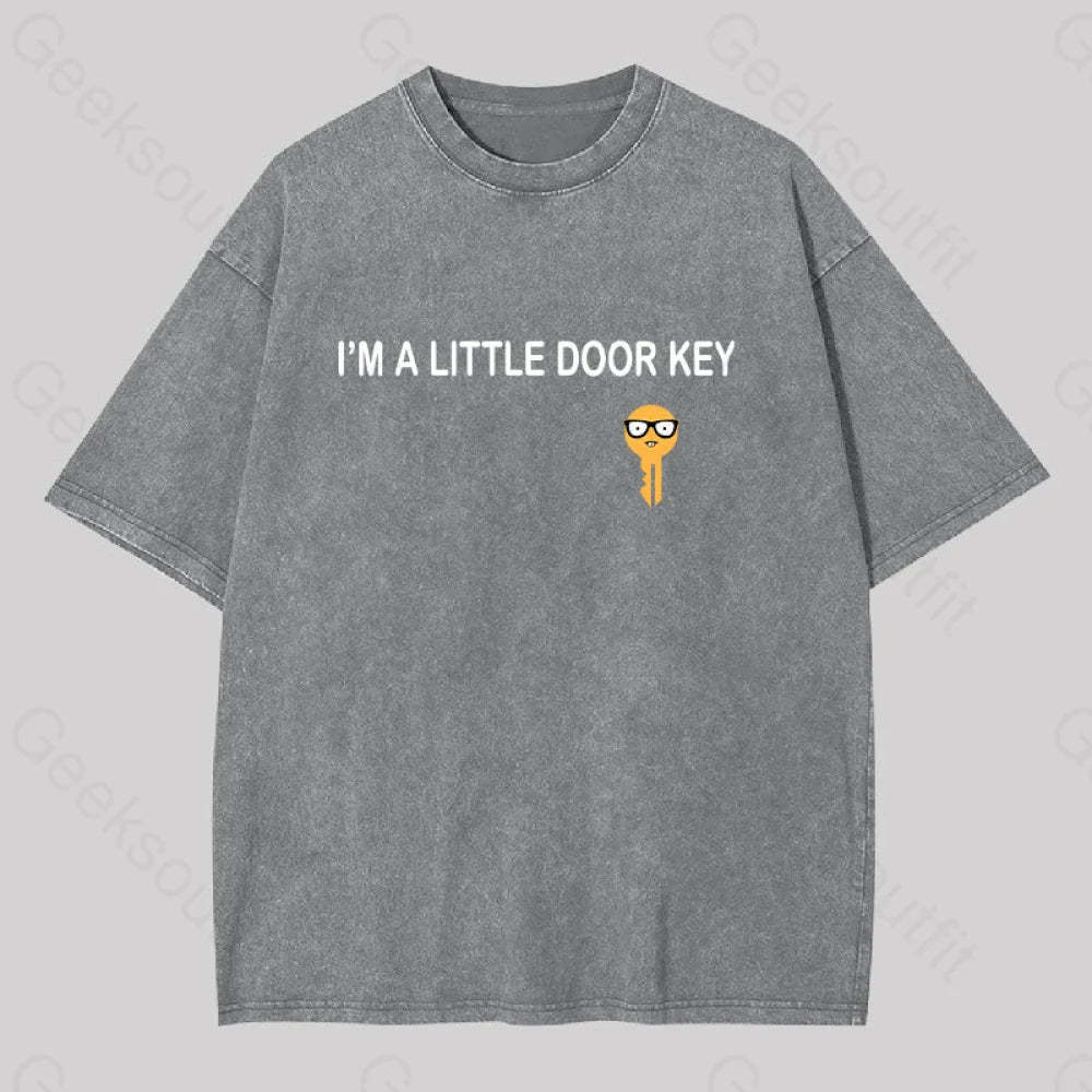 I?��m A Little Door Key Washed T-Shirt Grey / S