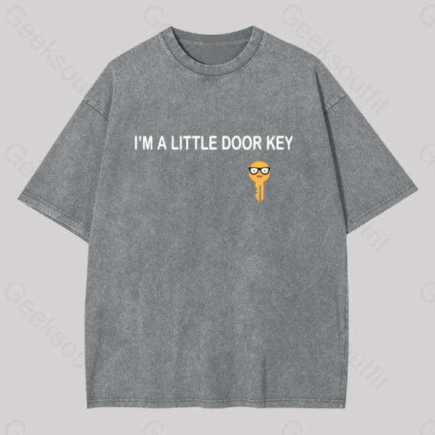 I?��m A Little Door Key Washed T-Shirt Grey / S