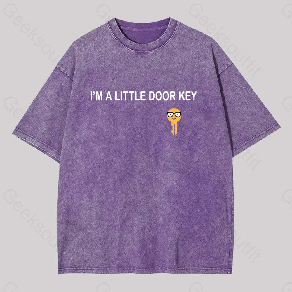I?��m A Little Door Key Washed T-Shirt Purple / S