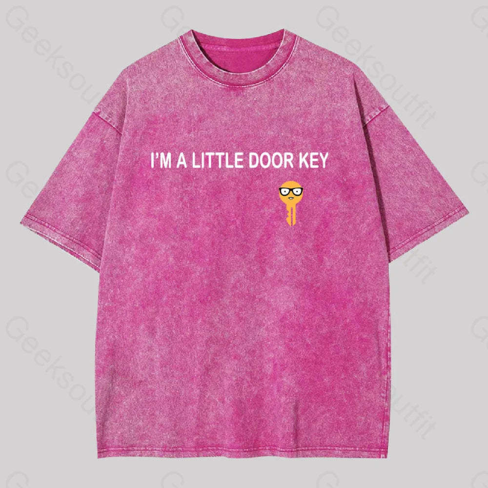 I?��m A Little Door Key Washed T-Shirt Rose Red / S