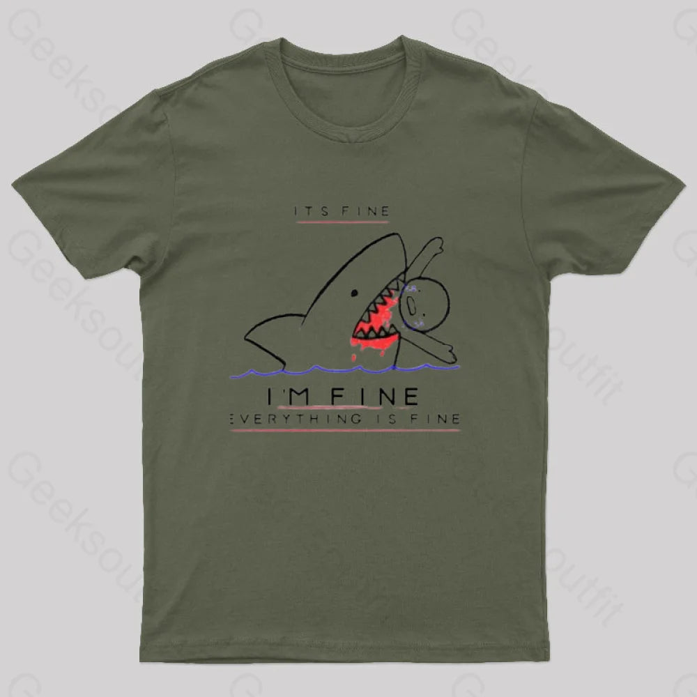 I’m Fine Geek T-Shirt Army Green / S