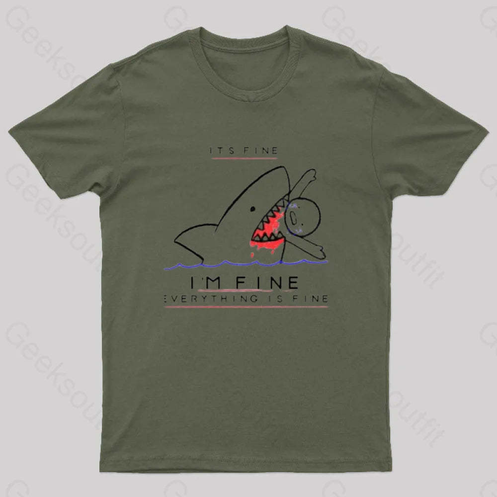 I’m Fine Geek T-Shirt Army Green / S