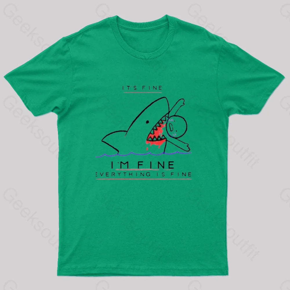 I’m Fine Geek T-Shirt Green / S