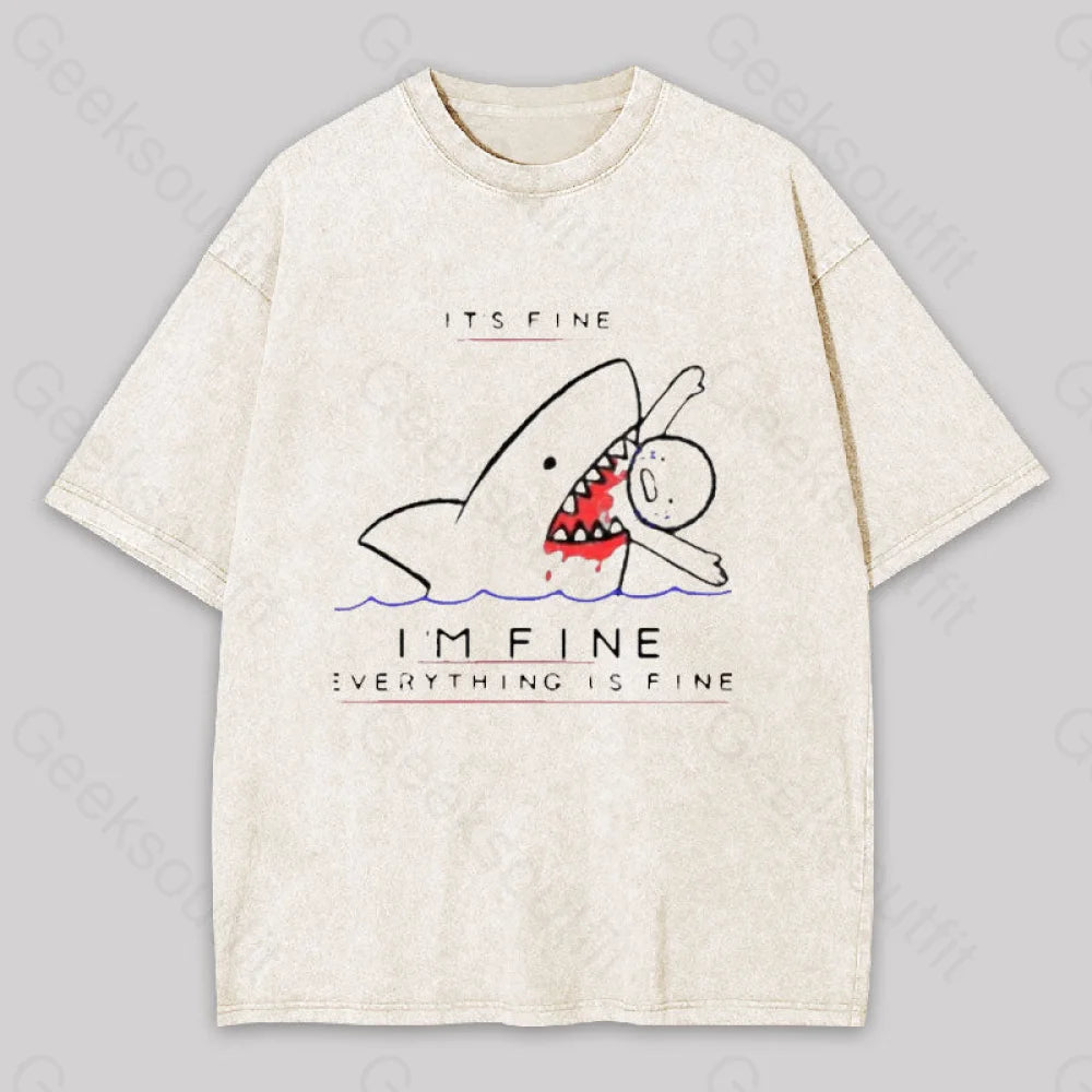 I?��m Fine Geek Washed T-Shirt Apricot / S