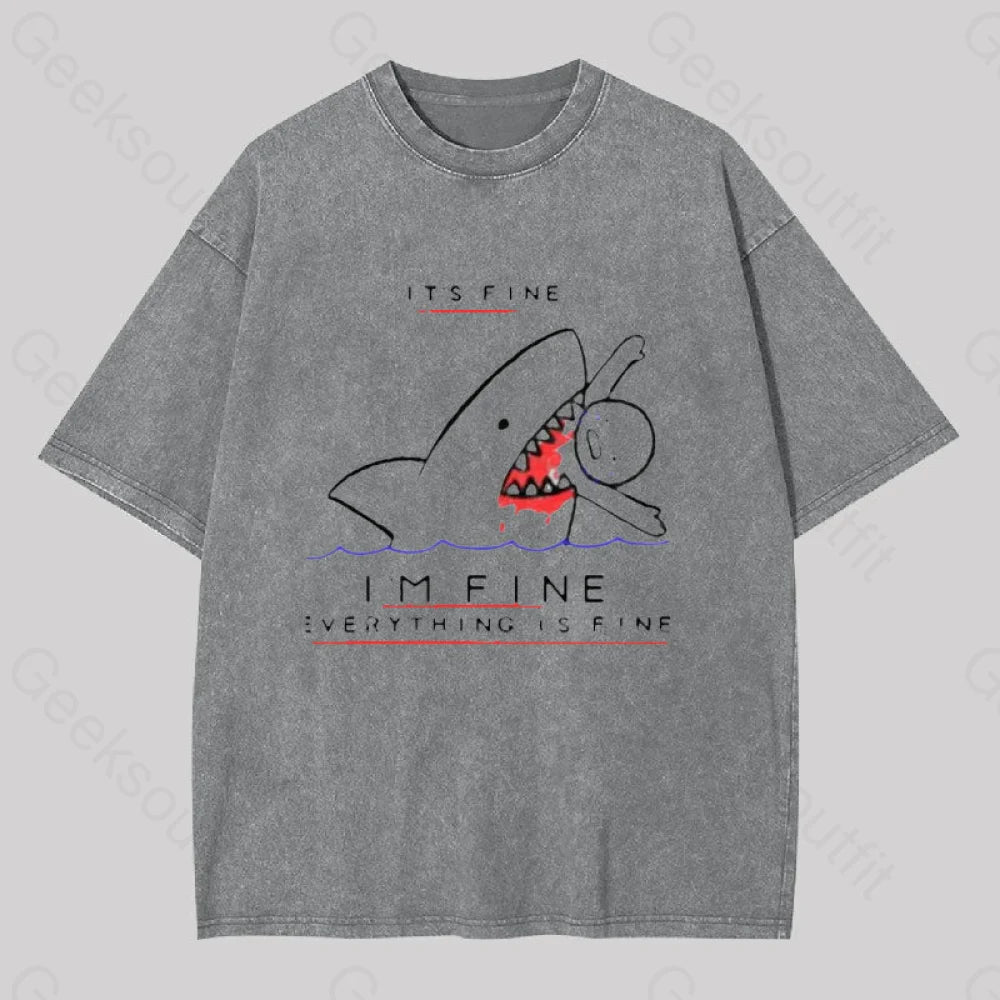 I?��m Fine Geek Washed T-Shirt Grey / S