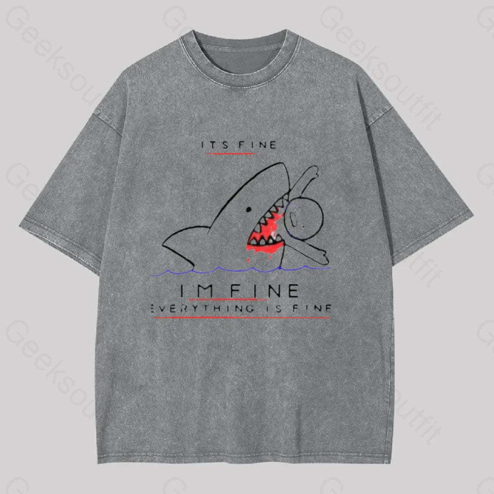 I?��m Fine Geek Washed T-Shirt Grey / S