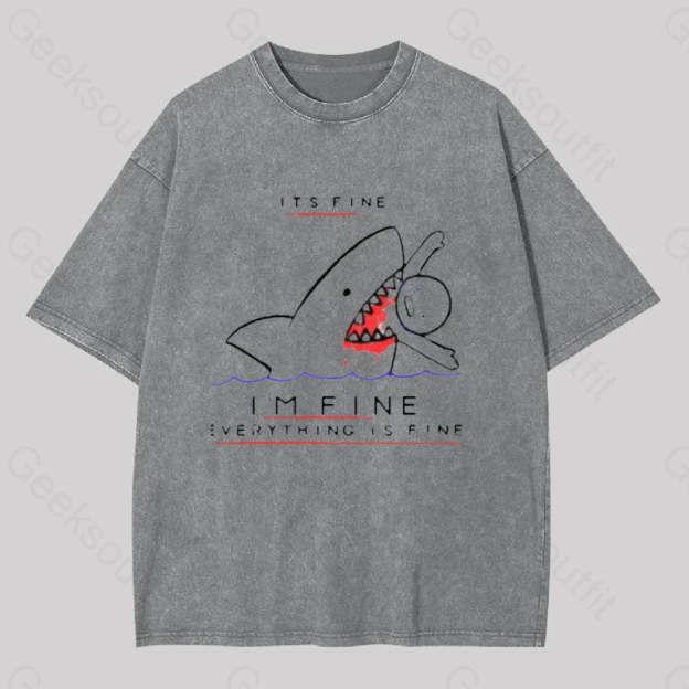 I?��m Fine Geek Washed T-Shirt Grey / S