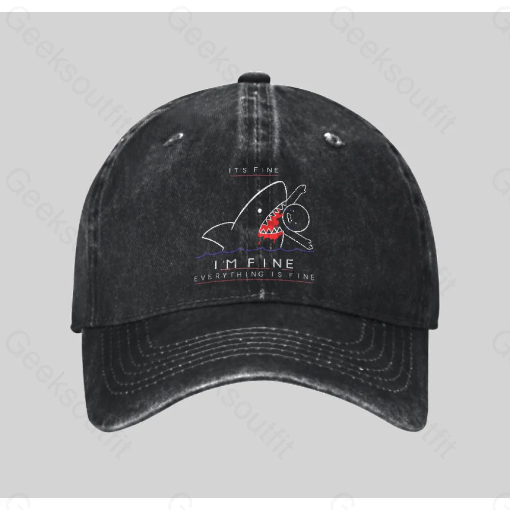 I¡¯m Fine Washed Vintage Baseball Cap Black