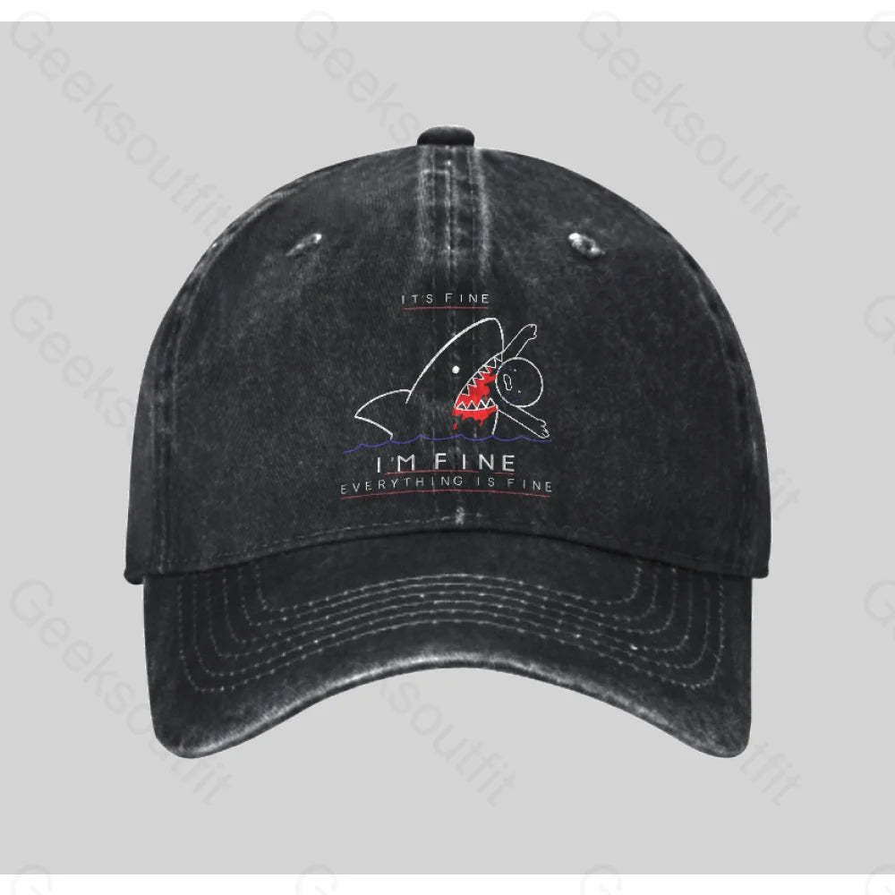 I¡¯m Fine Washed Vintage Baseball Cap Black