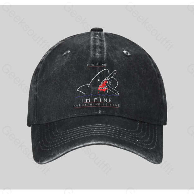 I¡¯m Fine Washed Vintage Baseball Cap Black