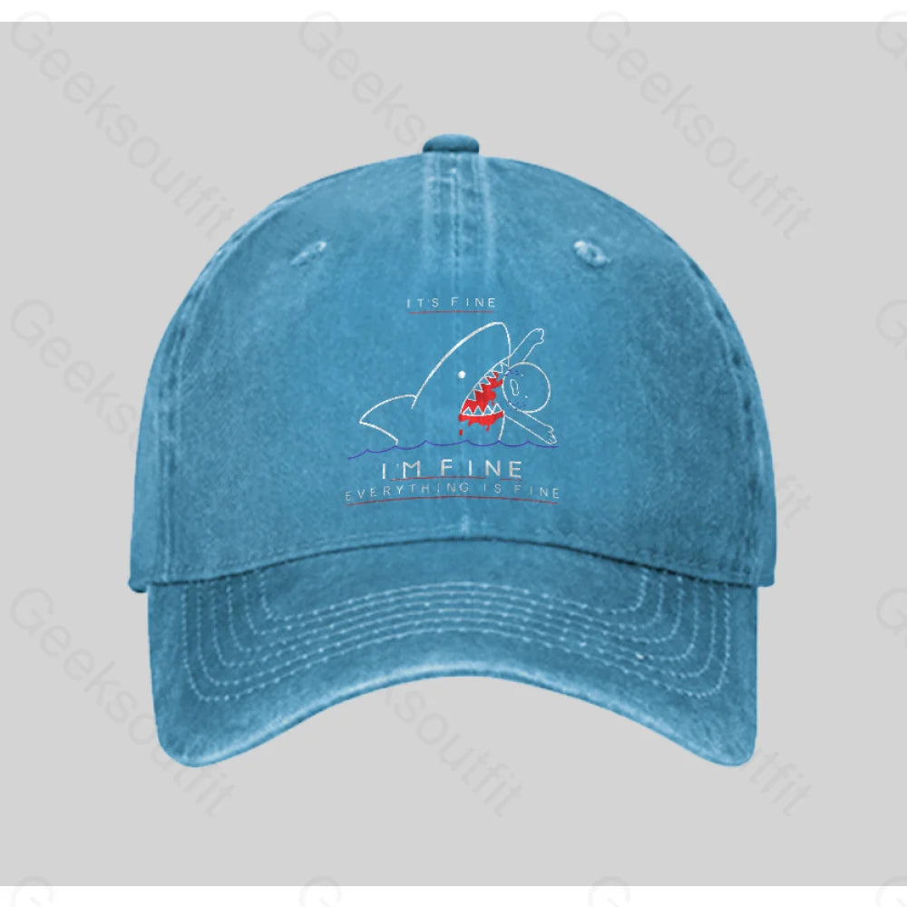 I¡¯m Fine Washed Vintage Baseball Cap Blue