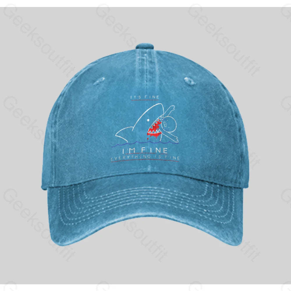 I¡¯m Fine Washed Vintage Baseball Cap Blue