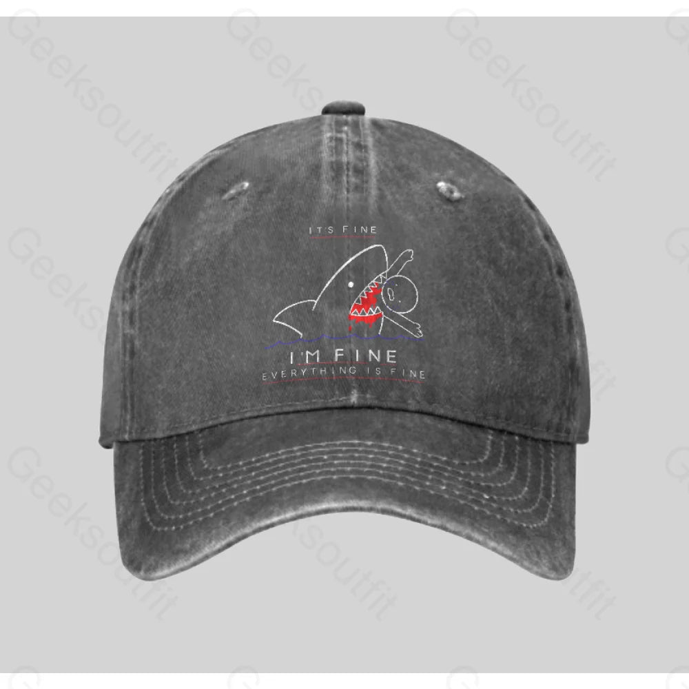 I¡¯m Fine Washed Vintage Baseball Cap Grey