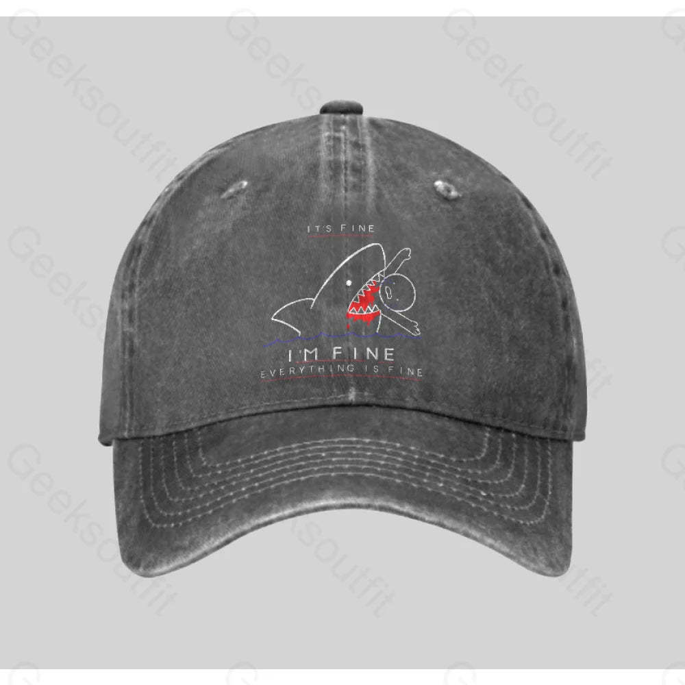 I¡¯m Fine Washed Vintage Baseball Cap Grey