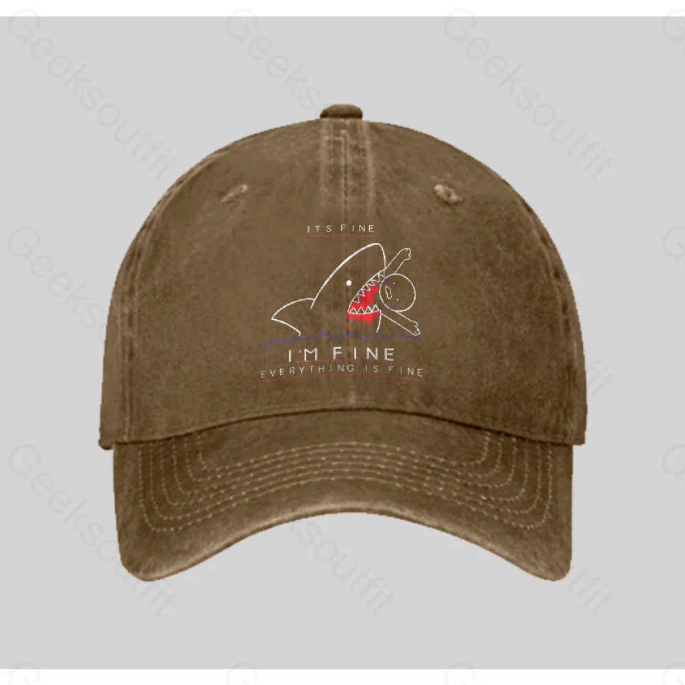 I¡¯m Fine Washed Vintage Baseball Cap Natural