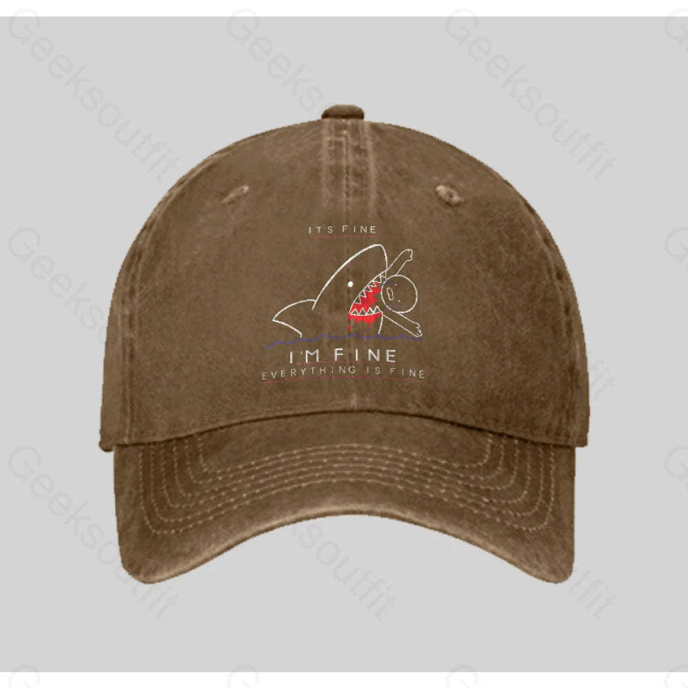 I¡¯m Fine Washed Vintage Baseball Cap Natural