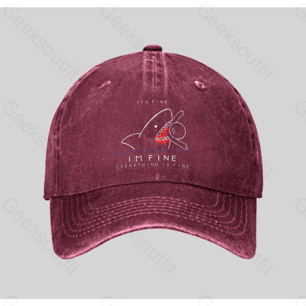 I¡¯m Fine Washed Vintage Baseball Cap Red