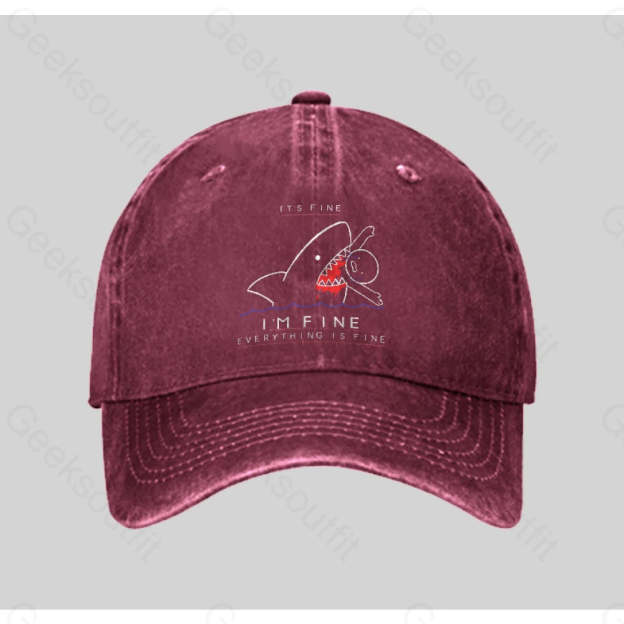 I¡¯m Fine Washed Vintage Baseball Cap Red