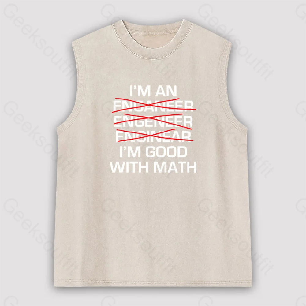 I’m Good With Math Unisex Washed Tank Apricot / S
