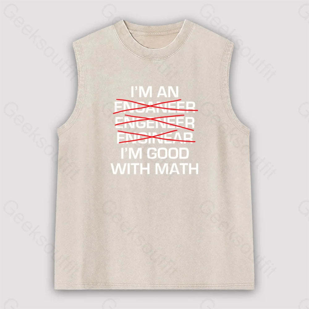 I’m Good With Math Unisex Washed Tank Apricot / S