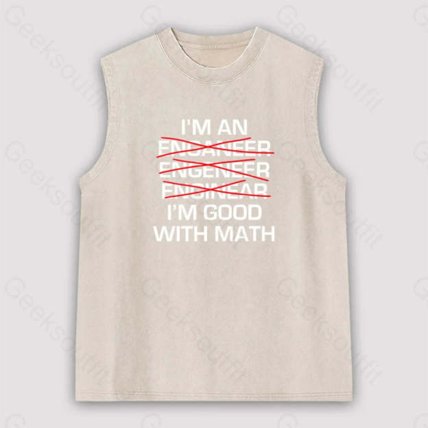 I’m Good With Math Unisex Washed Tank Apricot / S