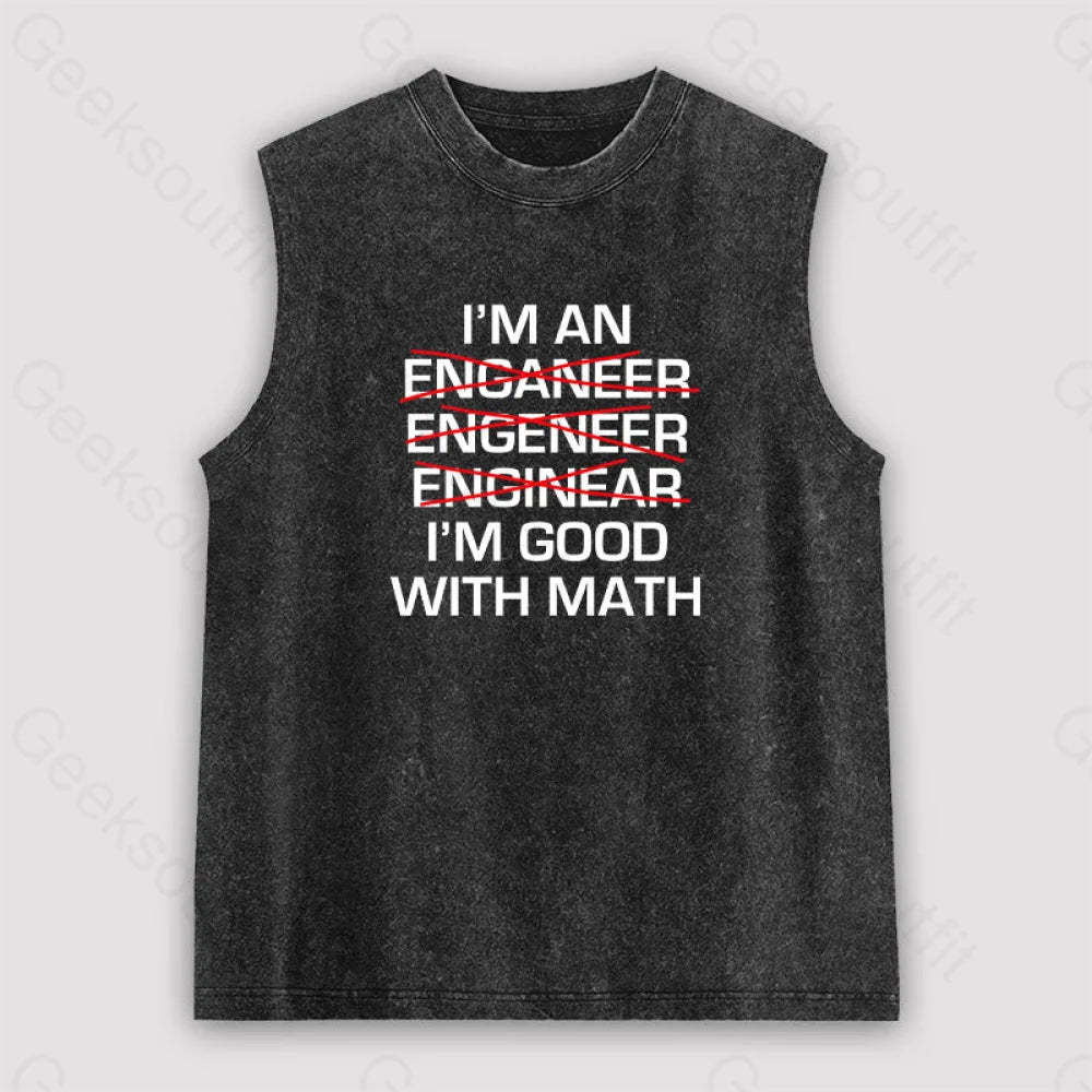 I’m Good With Math Unisex Washed Tank Black / S