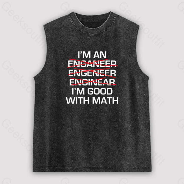 I’m Good With Math Unisex Washed Tank Black / S