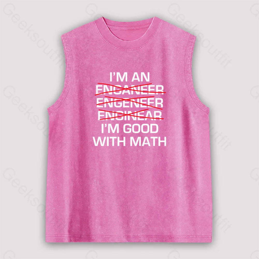 I’m Good With Math Unisex Washed Tank Pink / S