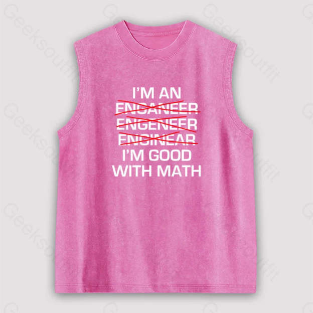 I’m Good With Math Unisex Washed Tank Pink / S