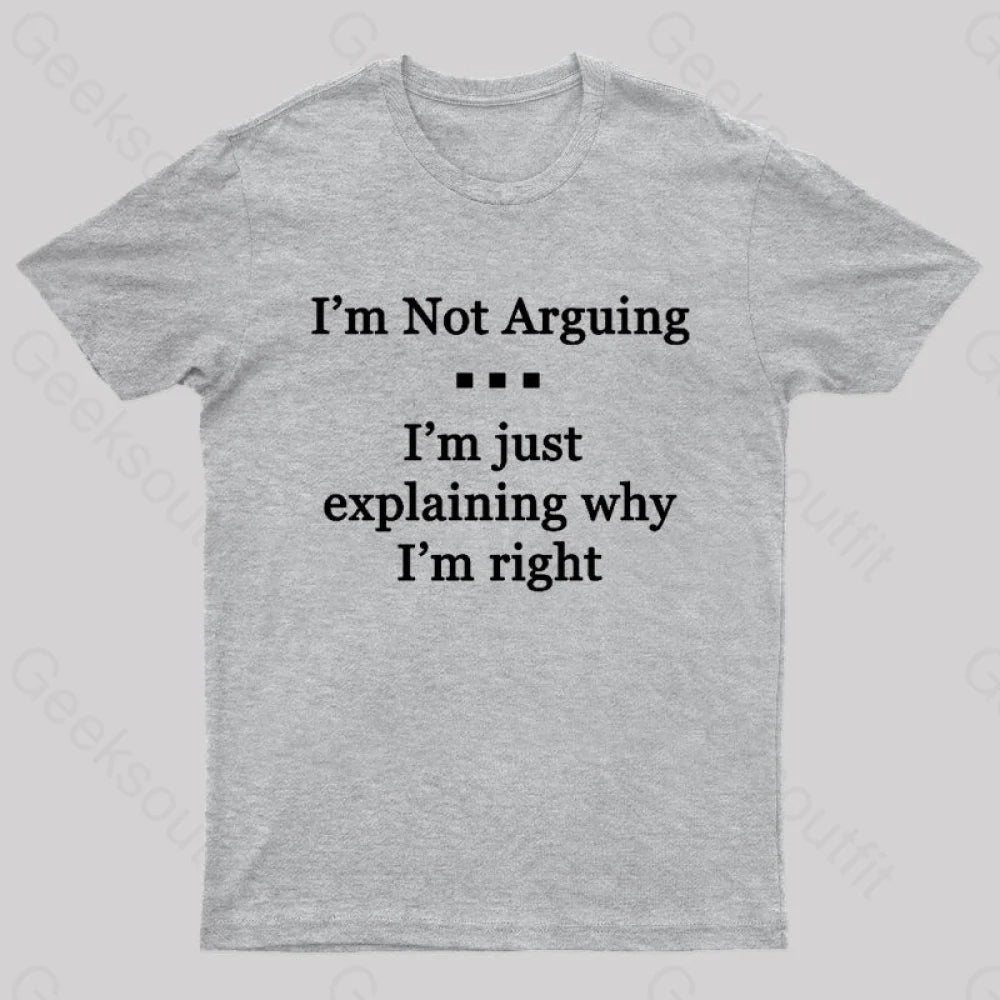 I’m Not Arguing Just Explaining Why Right Geek T-Shirt Grey / S